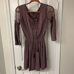 Mauve crepe peasant dress